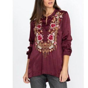 Johnny Was Floral Embroidered Blouse Sz-XL Wine